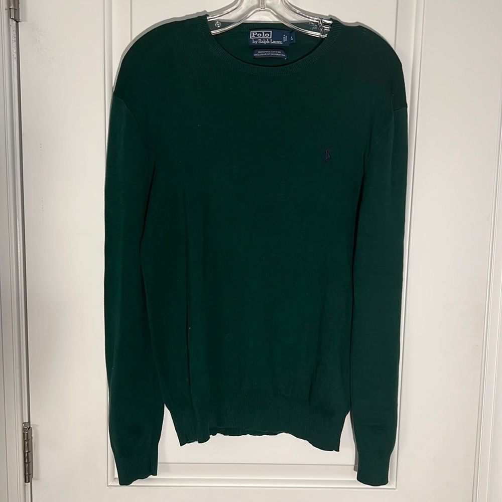 100% PIMA COTTON POLO HUNTER GREEN SWEATER